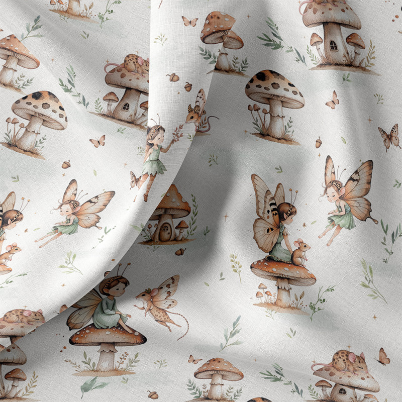 Printed Cotton LEOFEE White / Camel